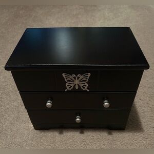 Black Jewelry Organizer with Butterfly Accent